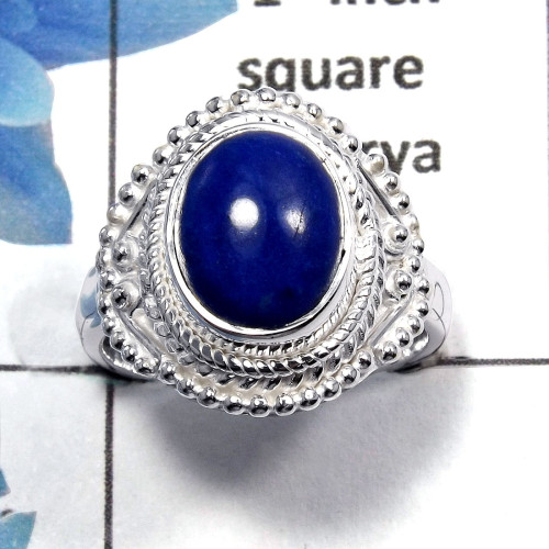 Lapis Cab G - SDR449 - Solid 92.5% Sterling Silver Natural Blue Lapis Cab Gemstone Designer Ring Jewelry
