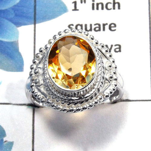 Citrine Cut I - SDR449 - Stunning Natural Citrine 10x12mm Oval Cut Gemstone Designer Ring 925 Sterling Silver