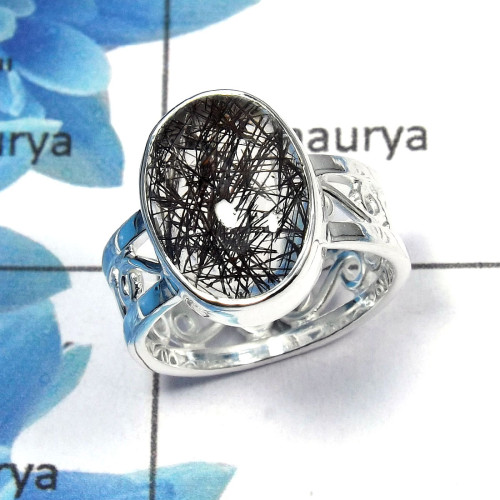 Black Rutile Cab E - SDR451 - Gorgeous Natural Pink Rose Quartz Gemstone Designer Ring 925 Sterling Silver Black Rutile Cab E - SDR451 - Gorgeous Natural Pink Rose Quartz Gemstone Designer Ring 925 Sterling Silver