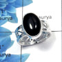 Black Onyx Cab F - SDR451 - Natural Black Onyx 10x14mm Oval Cab Gemstone Designer Ring 925 Sterling Silver