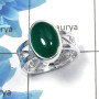 Green Onyx Cab H - SDR451 - Indian Company Made Solid 925 Sterling Silver Designer Ring