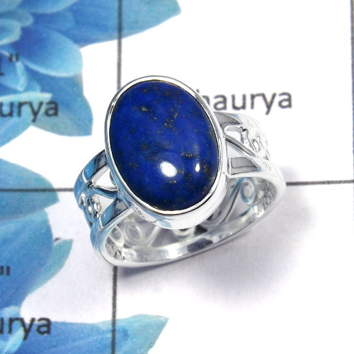 Lapis Cab O - SDR451 - Newly Arrival Natural Blue Lapis Cab Gemstone Handmade Designer Ring 925 Sterling Silver Lapis Cab O - SDR451 - Newly Arrival Natural Blue Lapis Cab Gemstone Handmade Designer Ring 925 Sterling Silver