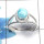 Larimar Cab C - SDR460 - Natural Blue Larimar 7x9mm Oval Cab Gemstone 925 Sterling Silver Designer Ring