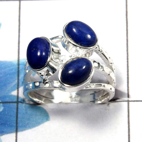 Lapis Cab A - SDR461 - Natural Blue Lapis Oval Cab Gemstone 925 Sterling Silver Designer Ring Lapis Cab A - SDR461 - Natural Blue Lapis Oval Cab Gemstone 925 Sterling Silver Designer Ring