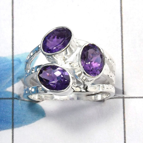 Amethyst Cut O - SDR461 - Gorgeous Natural Purple Amethyst Cut Gemstone 925 Sterling Silver Designer Ring Amethyst Cut O - SDR461 - Gorgeous Natural Purple Amethyst Cut Gemstone 925 Sterling Silver Designer Ring