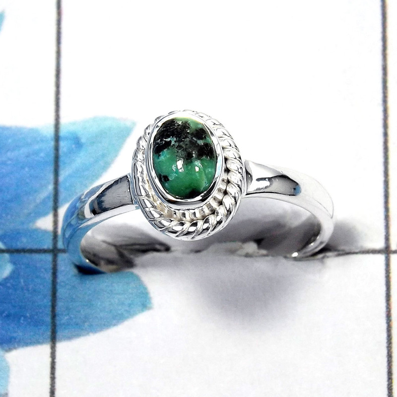 Tibet Turquoise Cab E - SDR463 - Stunning Tibet Turquoise Gemstone Solid 925 Sterling Silver Ring