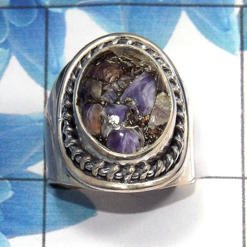 Mohave Copper Charoite A - SDR473 - Natural Mohave Copper Charoite Gemstone Solid 925 Sterling Silver Designer Ring Mohave Copper Charoite A - SDR473 - Natural Mohave Copper Charoite Gemstone Solid 925 Sterling Silver Designer Ring