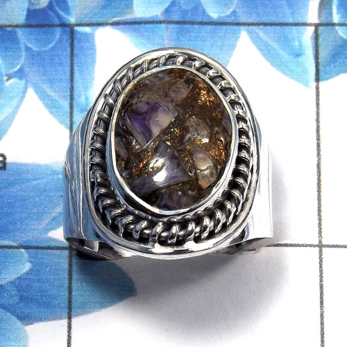 Mohave Copper Charoite Cab O - SDR473 - Superb Natural Mohave Copper Charoite Gemstone 925 Sterling Silver Designer Ring Mohave Copper Charoite Cab O - SDR473 - Superb Natural Mohave Copper Charoite Gemstone 925 Sterling Silver Designer Ring