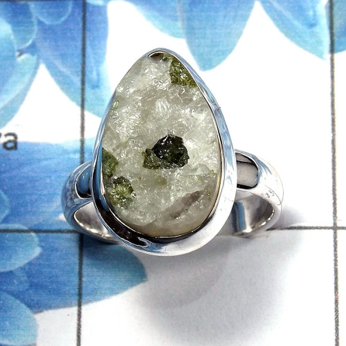 Tourmaline Specimen B - SDR477 - Solid 925 Sterling Silver Natural Tourmaline Specimen Gemstone Designer Ring