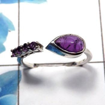 Amethyst Cab & Amethyst Cut E - SDR480 - Natural Purple Amethyst Cab & Cut Gemstone 925 Sterling Silver Casting Ring Amethyst Cab & Amethyst Cut E - SDR480 - Natural Purple Amethyst Cab & Cut Gemstone 925 Sterling Silver Casting Ring