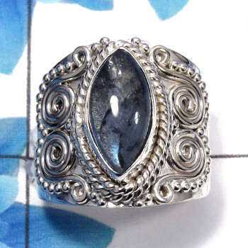 Labradorite Cab A - SDR483 - Natural Blue Labradorite Cab Gemstone 925 Sterling Silver Designer Ring Labradorite Cab A - SDR483 - Natural Blue Labradorite Cab Gemstone 925 Sterling Silver Designer Ring