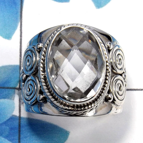 Crystal Cut A - SDR484 - Gorgeous Natural Crystal Cut Gemstone Solid 925 Sterling Silver Designer Ring
