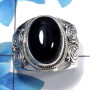 Black Onyx Cab D - SDR484 - 925 Sterling Silver Natural Black Onyx Oval Shape Gemstone Designer Ring