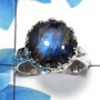Labradorite Cab D - SDR487 - Natural Blue Fire Labradorite Gemstone Solid 92.5% Sterling Silver Designer Ring