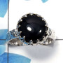 Black Onyx Cab O - SDR487 - Party Look Natural Black Onyx Cab Gemstone 925 Sterling Silver Designer Ring