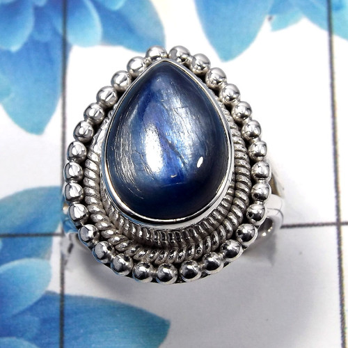 Kyanite Cab O - SDR490 - Gorgeous Natural Blue Kyanite Cab Gemstone Solid 925 Sterling Silver Designer Ring Kyanite Cab O - SDR490 - Gorgeous Natural Blue Kyanite Cab Gemstone Solid 925 Sterling Silver Designer Ring
