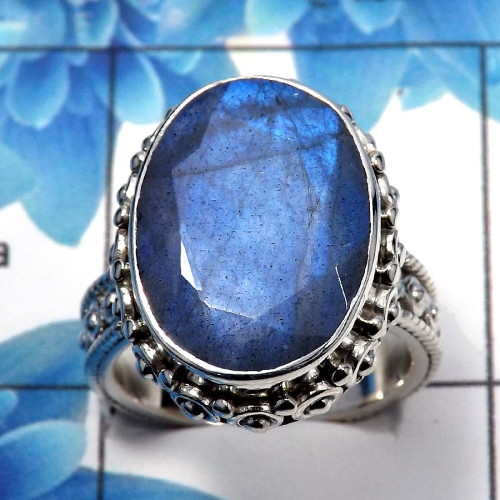Labradorite Cut D - SDR491 - Newly Arrival Natural Blue Fire Labradorite Cut Gemstone 925 Sterling Silver Designer Ring