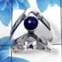Lapis Cab C - SDR495 - Awesome Natural Blue Lapis Round Cab Gemstone 925 Sterling Silver Designer Ring