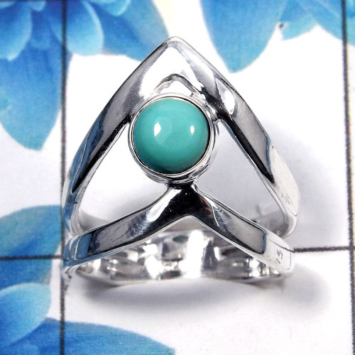 Tibet Turquoise Cab D - SDR495 - Solid 92.5% Sterling Silver Natural Tibet Turquoise Gemstone Designer Ring Tibet Turquoise Cab D - SDR495 - Solid 92.5% Sterling Silver Natural Tibet Turquoise Gemstone Designer Ring