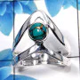 Blue Copper Turquoise Cab O - SDR495 - Solid 925 Sterling Silver Natural Blue Copper Turquoise Gemstone Designer Ring