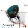 Chrysocolla Cab - B - SDR505 - Solid 925 Sterling Silver Natural Chrysocolla Cab Gemstone Plain Setting Ring