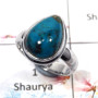 Chrysocolla Cab - D - SDR505 - Indian Factory Made Solid 925 Sterling Silver Plain Setting Ring
