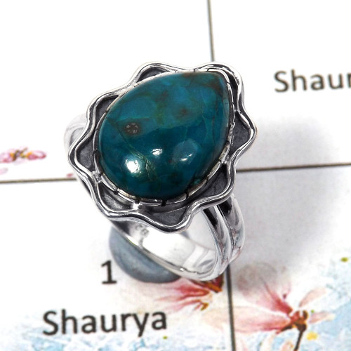 Chrysocolla Cab - R - SDR505 - Newly Arrival Natural Chrysocolla Gemstone 925 Sterling Silver Designer Ring Chrysocolla Cab - R - SDR505 - Newly Arrival Natural Chrysocolla Gemstone 925 Sterling Silver Designer Ring