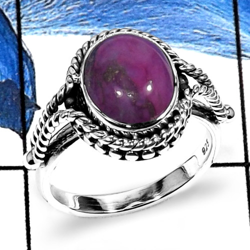 Purple Turquoise K-SDR506- Natural Cabochon Gemstone Plain Ring 925 Sterling Silver Purple Turquoise K-SDR506- Natural Cabochon Gemstone Plain Ring 925 Sterling Silver