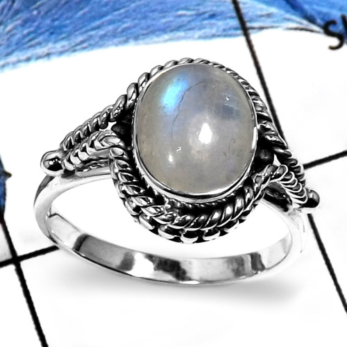 Rainbow Moonstone M -SDR506- New Natural Designer Ring Cut Gemstone 925 Sterling Silver Rainbow Moonstone M -SDR506- New Natural Designer Ring Cut Gemstone 925 Sterling Silver
