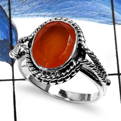Carnelian Q - SDR506- Gorgeous Gemstones Wholesale Plain Designer Rings 925 Sterling Silver