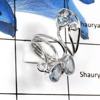 Blue Topaz-E SDR507-Genuine Blue Topaz Gemstone Designer Ring 925 Sterling Silver Blue Topaz-E SDR507-Genuine Blue Topaz Gemstone Designer Ring 925 Sterling Silver