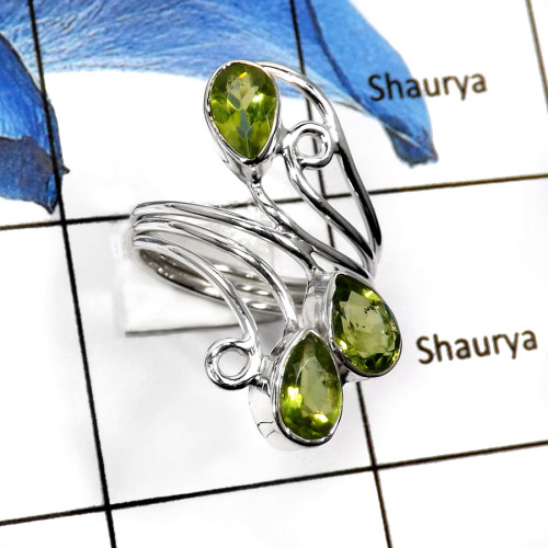 Peridot Cut-F SDR507-5x8 Pear Shape Cut Gemstone Designer Ring 925 Sterling Silver Peridot Cut-F SDR507-5x8 Pear Shape Cut Gemstone Designer Ring 925 Sterling Silver