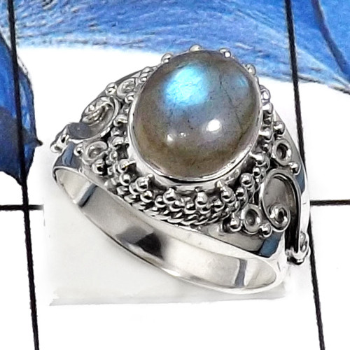 Labradorite Cab-A SDR508-Blue Fire Labradorite Cab Designer Wholesale Ring 925 Sterling Silver