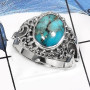 Blue Copper Turquoise-D SDR508-Gorgeous Gemstone Designer Women's Ring 925 Sterling Silver