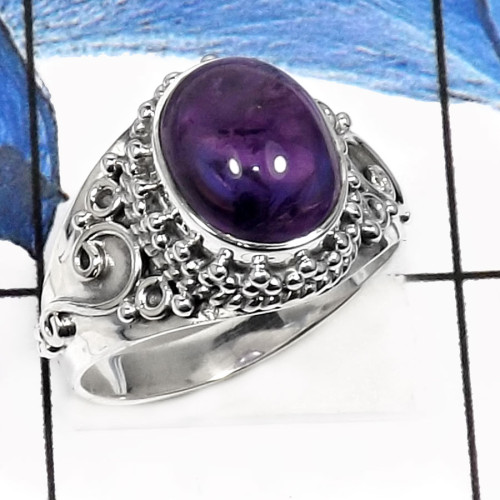 Amethyst Cab-L SDR508-Party Wear Designer Wholesale Ring 925 Sterling Silver