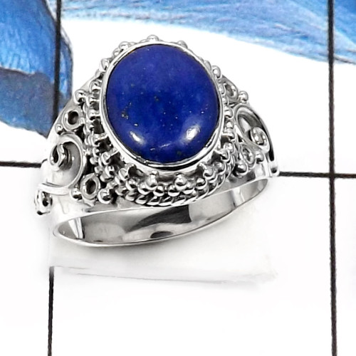 Lapis Lazuli-O SDR508-Fabulous Lapis Lazuli Gemstone Designer Handmade Ring 925 Sterling Silver