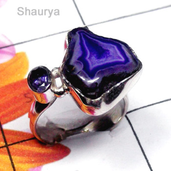 Slice Druzy D - SDR995-Designer Ring with Lovely Gemstone Slice Druzy D - SDR995-Designer Ring with Lovely Gemstone