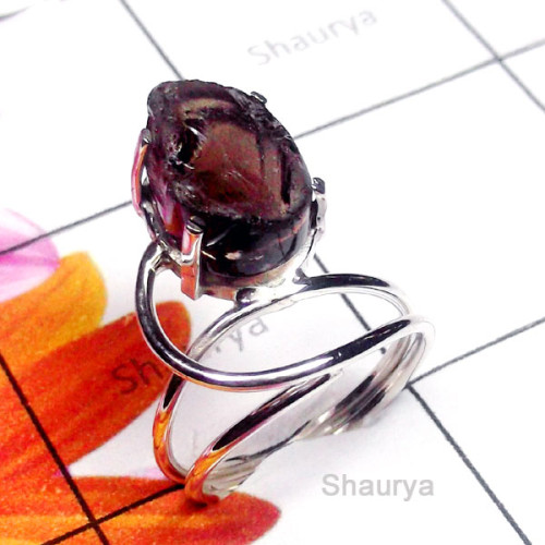 Rough Smoky F - SDR999-Exclusive Silver Multi Gemstone Designer Ring