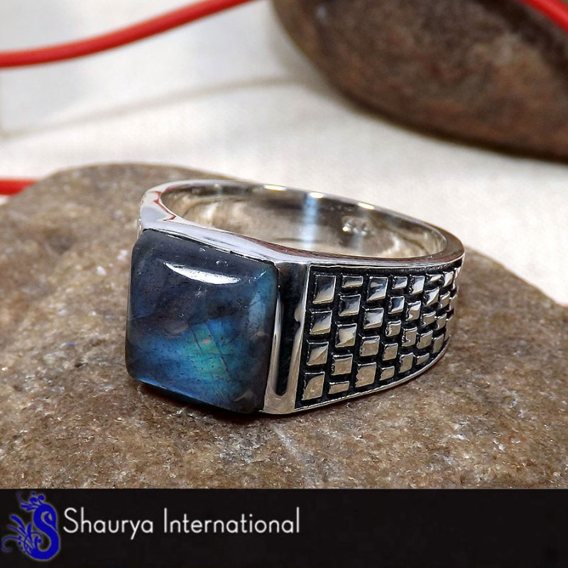 Labradorite Cab - B - SMR996 - 925 Sterling Silver Natural Blue Fire Labradorite Gemstone Casting Mens Ring Labradorite Cab - B - SMR996 - 925 Sterling Silver Natural Blue Fire Labradorite Gemstone Casting Mens Ring