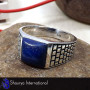 Lapis Cab - C - SMR996 - Latest Collection Natural Blue Lapis Cab Gemstone 925 Sterling Silver Casting Mens Ring