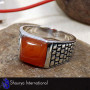 Carnelian Cab - O - SMR996 - Magical Natural Carnelian Cab Gemstone Solid 925 Sterling Silver Casting Mens Ring