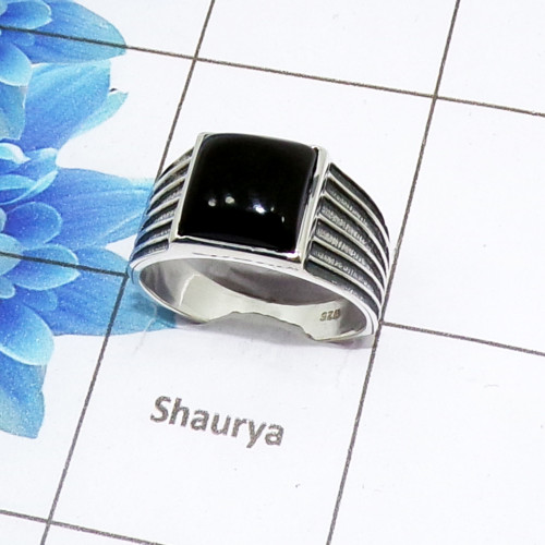 Black Onyx Cab - F - SMR997 - Exclusive Natural Black Onyx Gemstone 925 Sterling Silver Casting Mens Ring Black Onyx Cab - F - SMR997 - Exclusive Natural Black Onyx Gemstone 925 Sterling Silver Casting Mens Ring