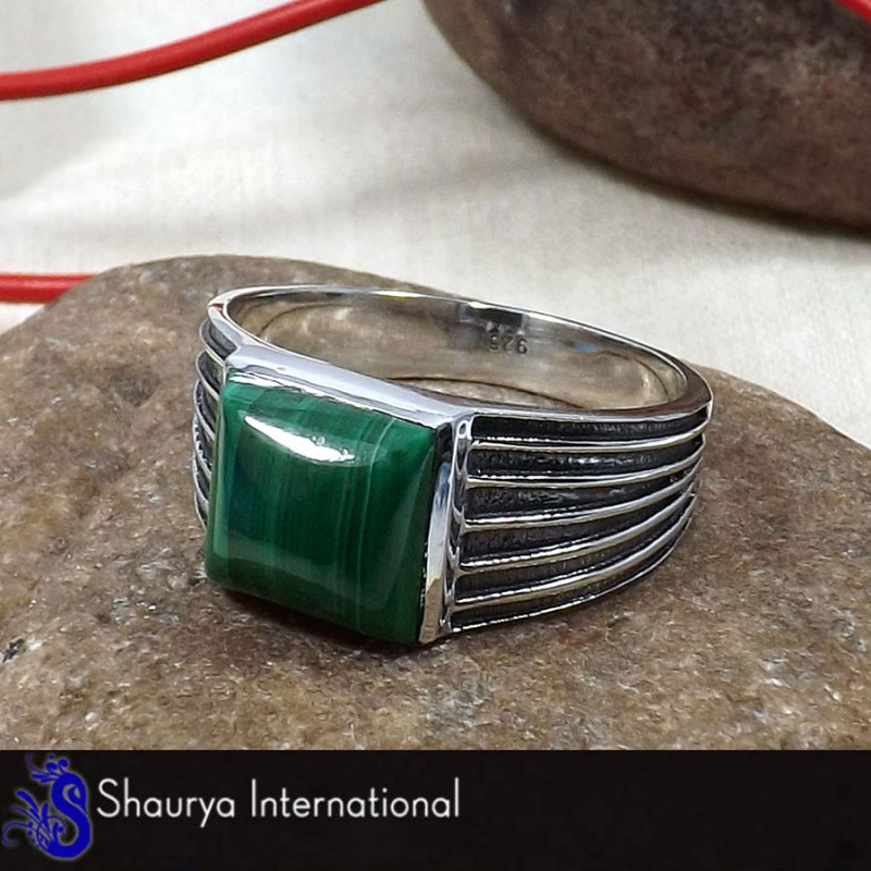 Malachite Cab - A - SMR997 - Latest Collection Natural Green Malachite Cab Gemstone 925 Silver Casting Mens Ring Malachite Cab - A - SMR997 - Latest Collection Natural Green Malachite Cab Gemstone 925 Silver Casting Mens Ring