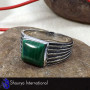 Malachite Cab - A - SMR997 - Latest Collection Natural Green Malachite Cab Gemstone 925 Silver Casting Mens Ring