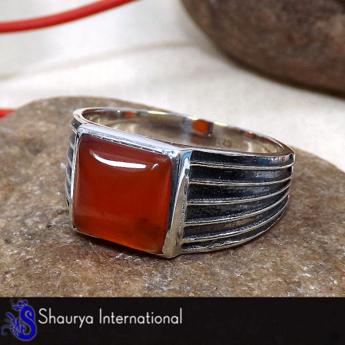 Carnelian Cab - D - SMR997 - Gorgeous Natural Carnelian Cab Gemstone Solid 92.5% Sterling Silver Casting Mens Ring Carnelian Cab - D - SMR997 - Gorgeous Natural Carnelian Cab Gemstone Solid 92.5% Sterling Silver Casting Mens Ring