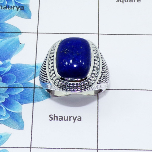 Lapis Lazuli - F - SMR998 - Newly Arrival Natural Lapis Lazuli Gemstone Solid 925 Sterling Silver Casting Mens Ring