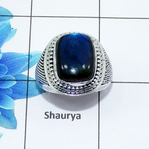 Labradorite Cab - G - SMR998 - Newly Arrival Natural Labradorite Gemstone Solid 925 Sterling Silver Casting Mens Ring