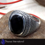 Black Onyx Cut - B - SMR998 - Solid 925 Sterling Silver Natural Black Onyx Cut Gemstone Casting Mens Ring