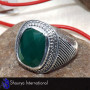 Green Onyx Cut - C - SMR998 - Indian Company Made Solid 925 Sterling Silver Casting Mens Ring