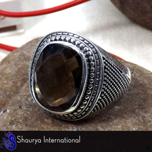 Smokey Cut - O - SMR998 - Newly Arrival Natural Smokey Cut Gemstone Solid 925 Sterling Silver Casting Mens Ring Smokey Cut - O - SMR998 - Newly Arrival Natural Smokey Cut Gemstone Solid 925 Sterling Silver Casting Mens Ring